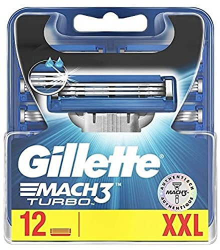 Gillette Mach3 Turbo Rasierklingen für Männer, 1er Pack (1 x 12 Stück)
