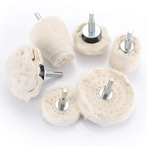 JTENG Polierscheibe für bohrmaschine, polieraufsatz 6 pcs bürsten Satz konischer baumwollsamt Polier Wheel Polierkegel Polishing Buffing Pad Für Manifold Aluminium Edelstahl Chrom usw (6 pcs)