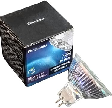 Phoenimax 6PCs MR16 12V 50W EXN High Output 800LM Halogen Bulb GU5.3 Pin Base, 2-Inch 38° Beam Angle, UV Stop Tempered Glass Cover, Dimmable Spot Light, Warm White 3000K