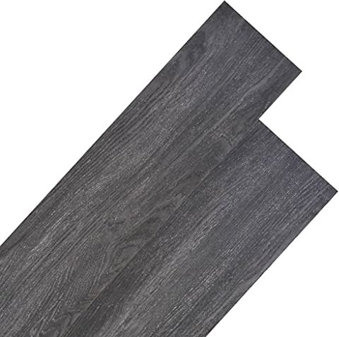 vidaXL Planche de Plancher Planche de Sol Cuisine Salle de Bain Chambre à Coucher Salle de Séjour PVC Non Auto-adhésif 5,26 m² 2 mm Noir et Blanc