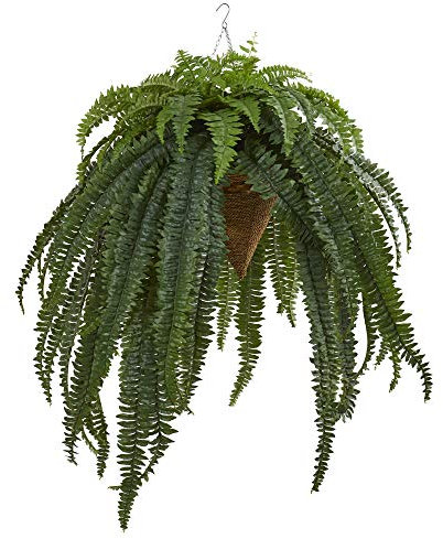 Nearly Natural Cono Colgante Artificial de Helecho Boston Gigante de 127 cm, Plantas de Seda, Color Verde