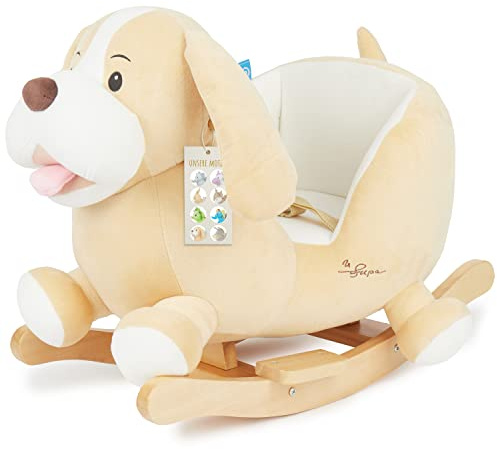 BIECO Cane a Dondolo Animale Peluche 'Sam' | Sedia a Dondolo per Bambini Con Cintura di Sicurezza | per Neonati | Animali da Camera