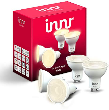 innr GU10 Zigbee Smart Home Lampe, Funktioniert mit Hue* und Alexa (Bridge Erforderlich), Warmweiss, GU10 Smart LED Spots, Dimmbar, 380 Lumen, 4-Pack