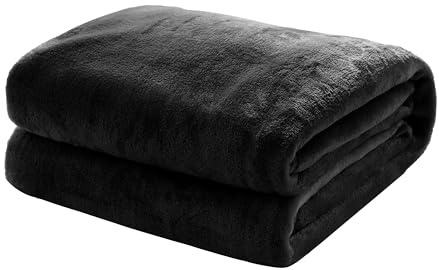 Kuscheldecke Flauschige extra weich & warm Wohndecke Flanell Fleecedecke, Falten beständig/Anti-verfärben als Sofadecke oder Bettüberwurf, Größe:240 cm x 270 cm, Farbe:Schwarz