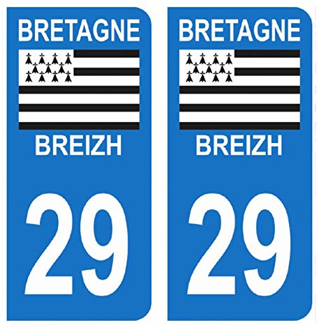 HADEXIA Autocollant Stickers Plaque immatriculation Voiture Auto département 29 Finistère Logo Région Bretagne Breizh Symbol