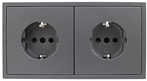 MC POWER - Steckdosen-Set | SHALLOW | Beginner 2S Profi | zweifach Steckdose, Klemmanschluss, anthrazit, matt