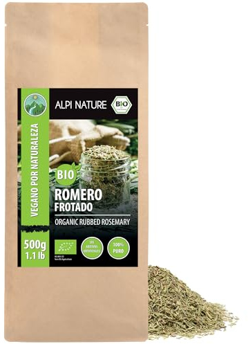 Alpi Nature Rosmarin Torkad BIO 500g, Torkade och Gnidade Rosmarinblad, Rosmarin för Matlagning