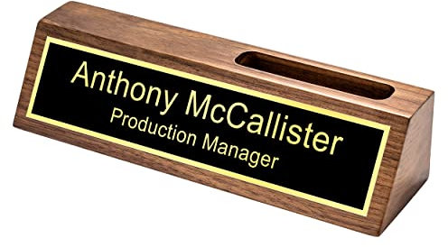 Personalisiertes Namensschild für Schreibtisch mit Kartenhalter, individueller Business-Desktop-Namenhalter, Büroschreibtisch, goldfarbenes Dekor-Zubehör, Geschenk für Kollegen, Chef, Mann, Ehemann