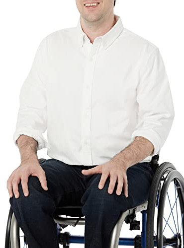 Amazon Essentials Camisa Oxford elástica de Manga Larga y Corte Ajustado Hombre, Blanco, M