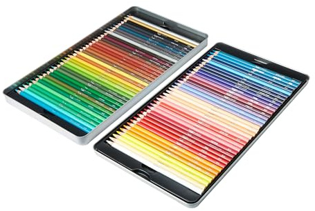 Amazon Basics Matite colorate in confezione di latta da 72 pezzi, colori assortiti