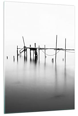Bilder auf Glas Meer Brücke Wasser Glasbild 50x70cm Wandbilder Dekoration Wohnzimmer Schlafzimmer Küche Deko Klein Wanddeko Bild im Glas Wand Kunstdruck Art Modern Wall Decor Glasdruck GPA50x70-3727