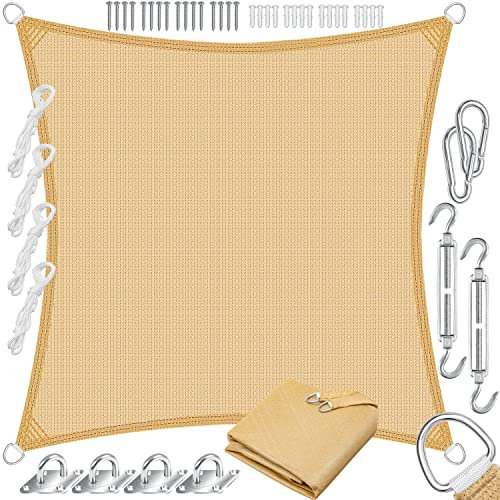 KESSER® Voile d'ombrage, Protection Solaire, Coupe-Vent, Tissu PEHD, imperméable et Coupe-Vent, Coutures transversales, Robuste et Stable, pour Jardin, Balcon, 2x2m, Sable