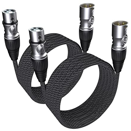 GeoHN.G XLR to XLR Cable 8M-2 Pack, 3-Pin Microphone Cable XLR Male to Female Extension Cord Compatible with Mixer Live Stage Speaker Amplifier Music Recording and More