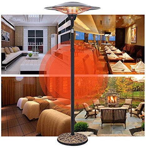 Calentador eléctrico para patio, calentador infrarrojo, 3000 W silencioso, 3 niveles de potencia ajustables, resistente a la intemperie, calentador de paraguas ajustable en altura little surprise