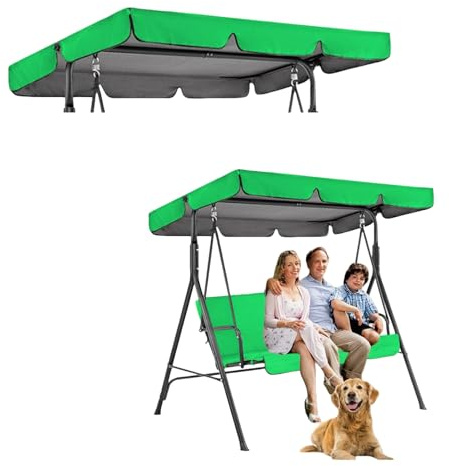 Garden Swing Canopy Replacement, Swing Chair Canopy Replacement for Swings Seat 3 Seater Swing Canopy Replacement Cover Waterproof Windproof for Outdoor Yard (Green)