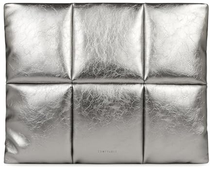 Comfyable Puffy Laptop-Hülle 13/14 Zoll, Puffer MacBook Tasche mit Innenfach, weiche Sleeve kompatibel mit MacBook Air M5 2026 A3449 und MacBook Pro M5/M4 Pro/Max, PU-Leder wasserfest, Silber