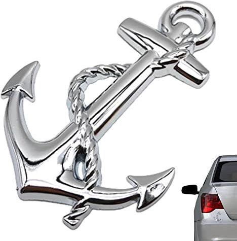 Logo 'Ancre en métal | Emblème Marin Boutique Décoration Logo latéral en métal Logo arrière Autocollant Porte - Décoration Auto-adhésive Portable et compacte pour la Maison Povanjer
