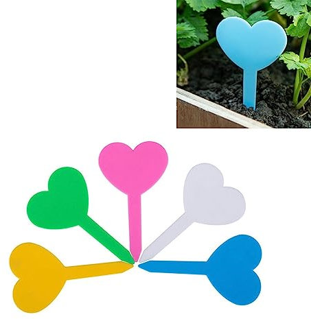 Yurosiay 100 Stück Bunt Garten Pflanzenschilder Herz Form Pflanzenetiketten Wasserfest Kunststoff Pflanzenstecker Kräuterschilder Stecketiketten für Pflanzen im Freien Garten 4.7x8.3 cm Bunt 2#