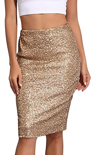 Falda Lentejuelas Mujer Midi, Falda Fiesta Cadera Carnaval Rendimiento Faldas Brillantes Y Elásticas Sequin Skirt Cintura Alta Minifalda 2024 Sexy Falda Plateada Falda Negra Tubo