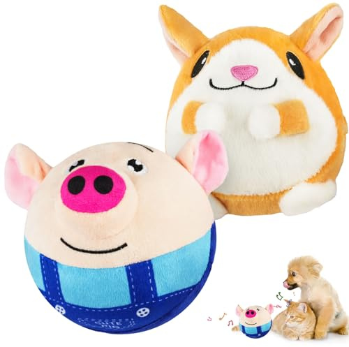 Adiwo Interaktive Hundespielzeug, Aktives Bewegendes Hundespielzeug, Hundeball Elektrisch, Intelligentes Hundespielzeugs Ball, Selbstrollender Ball Hund, Blau + Hamster-Ballhüllen