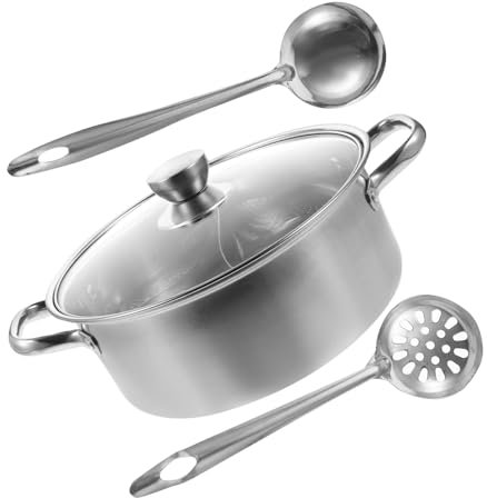 IMIKEYA Stainless Steel Hot Pot with Divider Handles Two-Flavor Induction Cooking Pot for Kitchen 28cm Stockpot Stable Bottom Suitable for Families and Restaurants