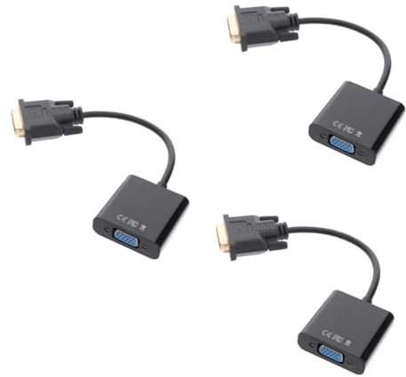 jojofuny 3pcs Vga Adapter Cable Dvi Vga Converter for Hdtv Resolution Pc Monitor