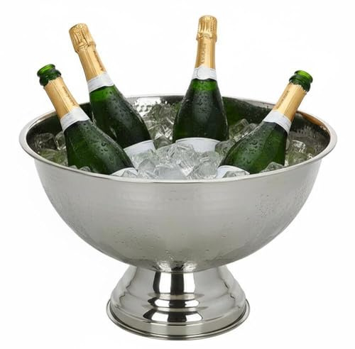 zeitzone Edler Sektkühler Schale Champagnerkühler Weinkühler Edelstahl Hammerschlag 40 cm