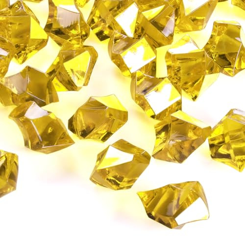 Babenest Gold Acrylic Crushed Ice Rocks, 150PCS Fake Crystals Ice Cubes | 20mm, 3/4 inch, Diamonds Gems for Vase Fillers, Home Decoration, Fish Tanks Decor, Table Scatter, Wedding, DIY Arts & Crafts