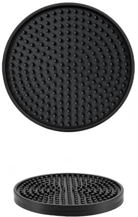 Jarsense Lot de 20 dessous de verre en caoutchouc de silicone, dessous de verre antidérapant/thermique/drainant, tapis de café, tapis de bar à bière, dessous de verre rond pour types de tasses, noir