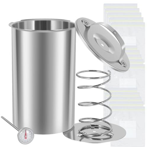 Stainless Steel Ham Maker, Round Shape Meat Press Cooker with Thermometer, Multifunctional Meat Press Mold Deli Meat Press with 15 Boil Bags Reusable Meat Pressure Ham Cooker for Pork Beef Fish Lamb