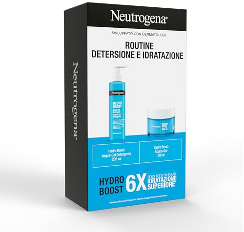 Neutrogena Hydro Boost Routine Detersione e Idratazione Skincare Kit Acqua-Gel, Set skincare viso completo con Crema Idratante Viso 50 ml e Detergente Viso 200 ml – Kit Esclusiva Amazon