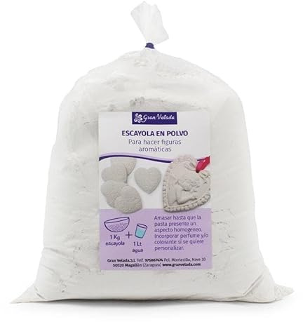 Gran Velada - Escayola en Polvo para Figuras Aromáticas 5 Kg | Ideal para Manualidades | Alta Absorción de Esencias | Para Cerámica Perfumada y Ambientadores | Polvo Blanco Fino
