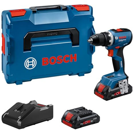 Bosch Professional 18V System Akku-Bohrschrauber GSR 18V-65 (bürstenloser Motor, Kopflänge 166, inkl 2x Akku ProCORE18V 4.0Ah, L-BOXX)
