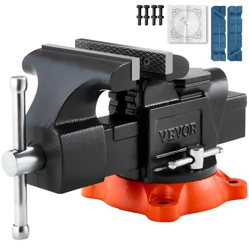 VEVOR Schraubstock, 127 mm Backenbreite, 127 mm max. Backenöffnung, Mehrzweck-Schraubstock mit 360° schwenkbarer Feststellbasis, 71 mm Ausladung, Werkbank-Schraubstock aus Sphäroguss mit Amboss
