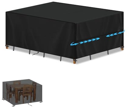 SIMPHAUS Garden Furniture Covers Waterproof,Outdoor Table Cover with Drawstring,Anti UV 420D Oxford Fabric Rattan Garden Furniture Covers for Patio Furniture,Bistro Set,Coffee Table 120x80x75cm