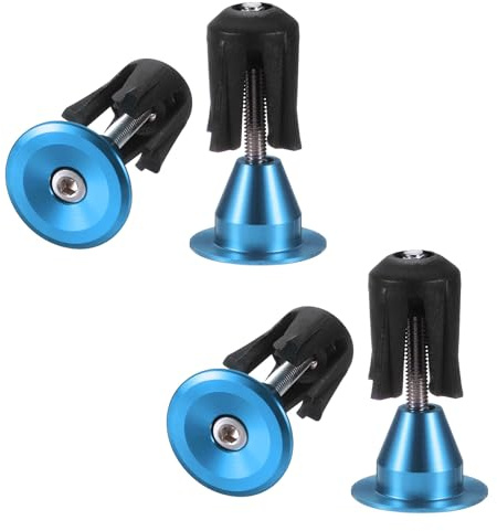 sourcing map 2 Pair Bike Handlebar End Plugs Aluminum Alloy Bar End Caps Expanding Locking Handlebar End Plugs for Most Bike MTB Road BMX Fixed Gear Bike, Blue