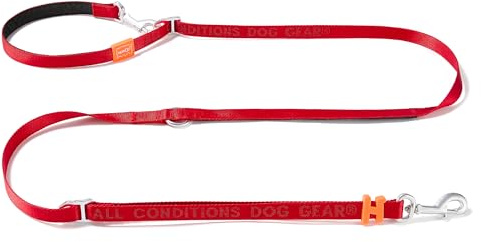 HOWGO Laisse Mains Libres pour Chien avec Poignée Rembourrée,Laisse Bandoulière Multifonctionnelle pour Marche,Course et Entraînement,2.3M Nylon Réglable pour Toutes Les Races(Rouge,Ultra-léger)