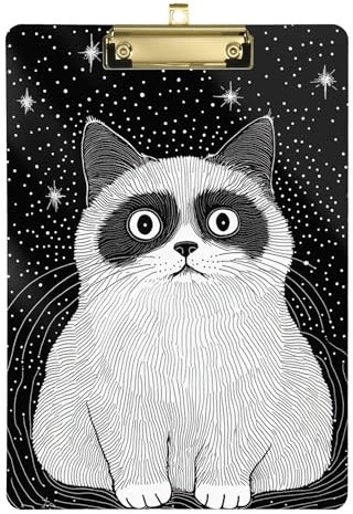 Ästhetische Ragdoll-Katzen-Klemmbrett-Clips, A4-Größe, 31,8 x 22,9 cm, transparentes Klemmbrett mit niedrigem Profil-Clip für LKW-Fahrer, Coaching, Handel