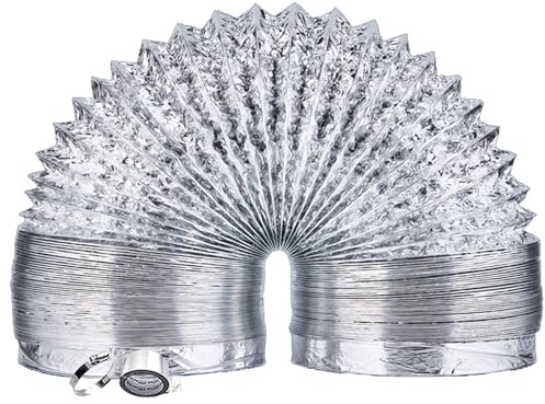 Luftkanaltrockner-Entlüftungsschlauch mit Stahlspirale und Temperaturbeständig, Aluminium Flexibel Lüftungsschlauch, für Klimaanlage, Trockner, Abzugshaube, Wäschetrockner(4m,250mm)