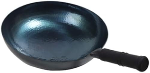 Wok de hierro tradicional, sartén de acero al carbono sin revestimiento para cocina de gas, utensilio doméstico ideal para freír y saltear