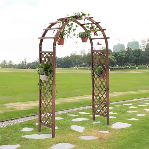 Generico Arco da Giardino per Piante Rampicanti Arco in Legno Traliccio Pergolato da Giardino 100x210x50cm Garden Decoration Wedding Lawn(W120xH217cm)