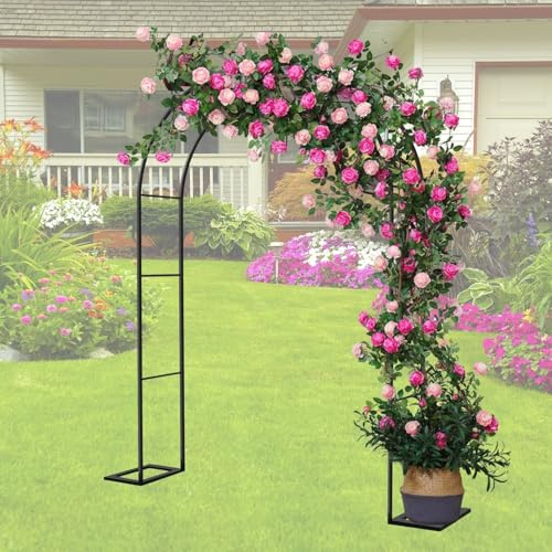 Genérico 200/220/230 cm Arco para Plantas Trepadoras de Metal Enrejado Jardin Exterior Resistente a la Intemperie Acero con Recubrimiento en Polvo(Black,80W x 200H cm)