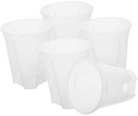 FONDOTIN 5pcs Self Watering Planter Pots for Indoor Plants Plastic Orchid Plant Containers 15cm Automatic Water Absorption Suitable for Home and Office Gardening
