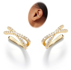 Kabwea Ear Cuff, A Pair of S925 Silver Ear Clips, Non-Piercing Gold Ear Clips, Earrings for Women Without Piercings, Faux Earrings