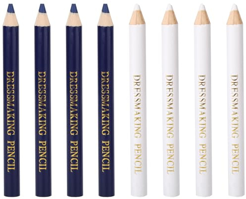 BOXOB 8pcs Fabric Tailors Markers for Sewing, 2 Colors Sewing Chalk Pencil for Fabric Water Soluble Tracing Tools Dressmakers Embroidery DIY Crafts (Blue & White)