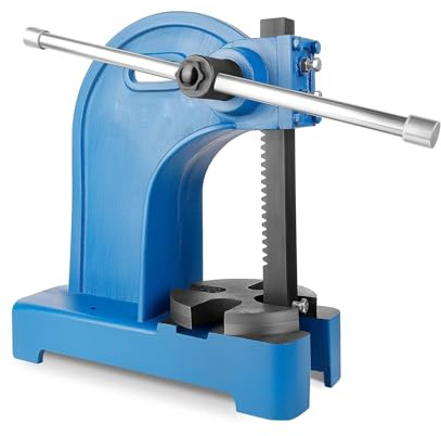 OABIWEGH Manual Ratcheting Arbor Press 0.5/1/2/3 Ton Capacity, Heavy-duty Precision Tooling Cast Iron Arbor Press Machine For Stamping, Bending, And Metal Forming (Blue)(Size:0.5T)