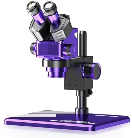Microscopio estéreo trinocular profesional con zoom electrónico, aumento de 6,5-60X, anillo de luz LED, ideal para investigación de laboratorio y educación