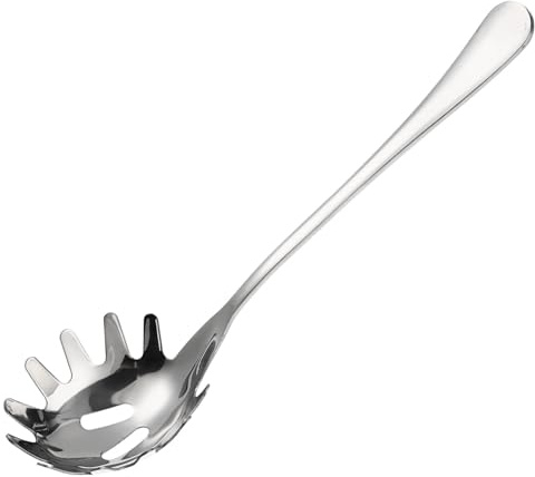 Toyvian Mestolo per Spaghetti in Acciaio Inossidabile Cucchiaio Dentato Portata Pasta Utensile Pratico per Servire Lavabile e Adatto Pentole Antiaderenti Design Resistente e Facile da