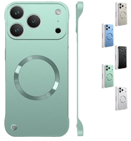 Generico For iPhone 17 Pro Max Case Clear Magnetic, Slim Fit Ultra Thin Minimalist Frameless Case for iPhone 17 Pro Max, 16/15/14 Series [Compatible with magsafe] (Green,For iPhone16 Pro Max)