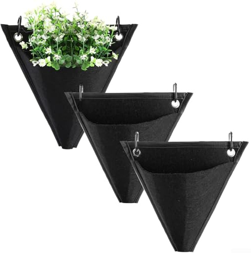 3 Pezzi Borse da Parete a Triangolo per Succulente - Tasche Appese in Tessuto Non Tessuto Traspirante per Piante Grasse, Giardino Verticale per Balcone, Terrazzo, Decorazione Casa Interno/Esterno